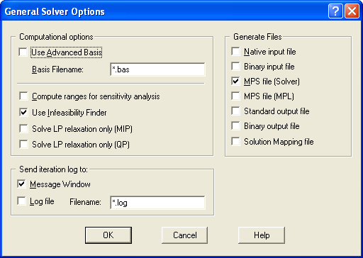 The General Solver Options Dialog Box