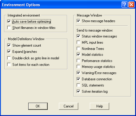 The Environment Options Dialog Box