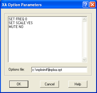 XA Option Parameters Dialog Box